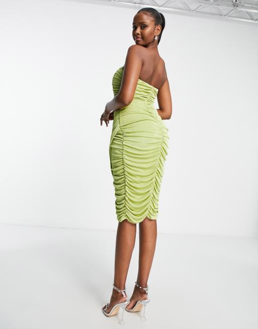 Rare London wrap midi dress in lime