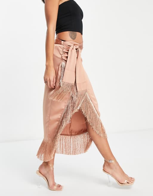 Midi wrap shop tassel skirt