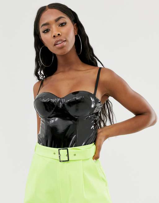 Rare PU bustier bodysuit in black