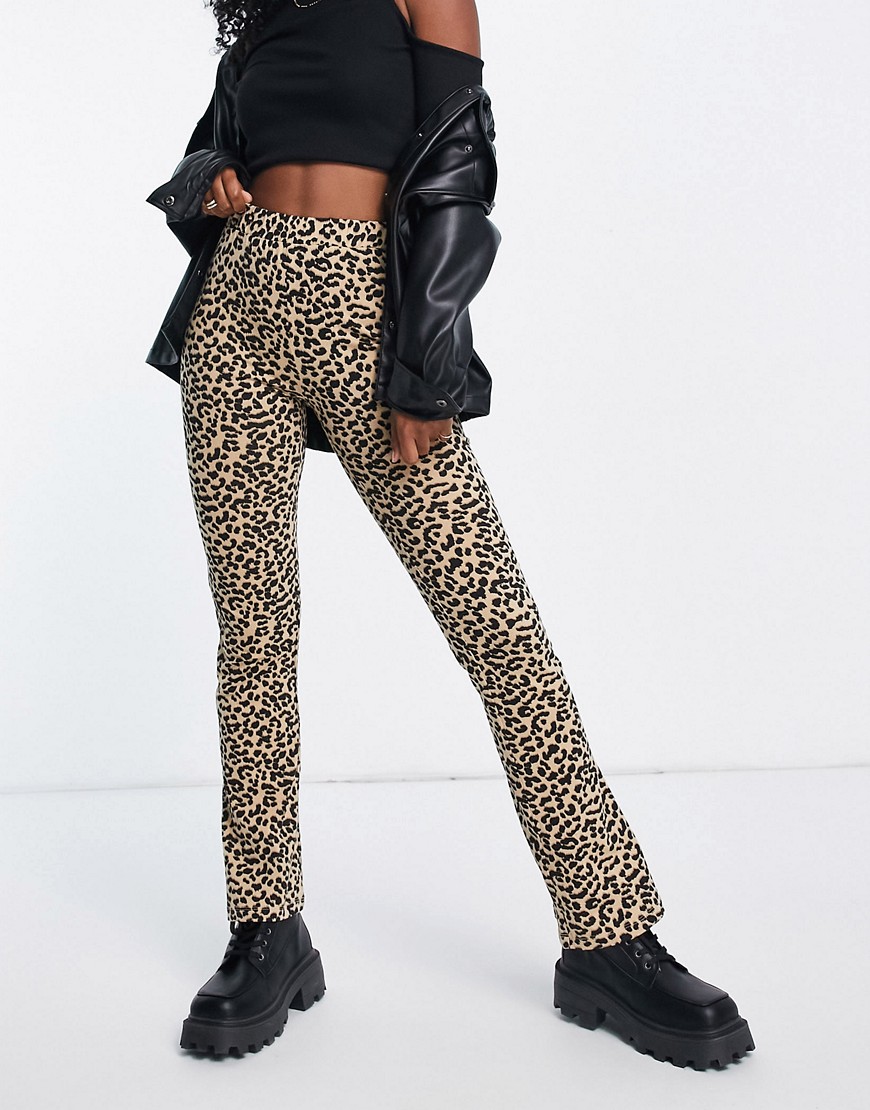 Расклешенные брюки из органического хлопка с леопардовым принтом -Коричневый цвет Only 12145971