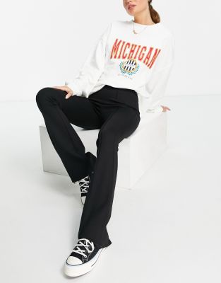 Брюки-клеш  Asos Расклешенные брюки из ткани понте с декоративными швами Miss Selfridge-Черный цвет