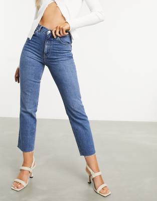 Расклешенные джинсы до щиколотки с завышенной талией ASOS DESIGN-Синий