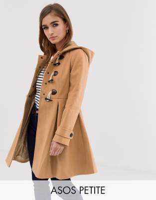 Расклешенный дафлкот ASOS DESIGN Petite-Коричневый