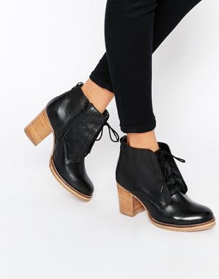 Ravel Lace Up Leather Mid Heeled Ankle 
