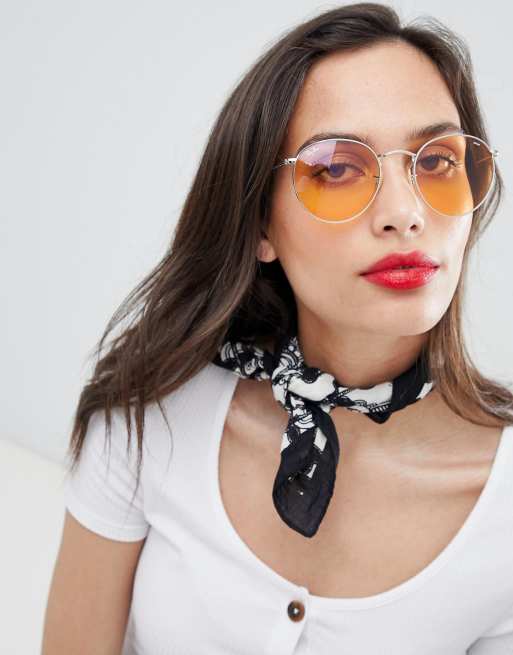 Ray-Ban 0RB3447 Occhiali da sole rotondi con lenti gialle {[#2