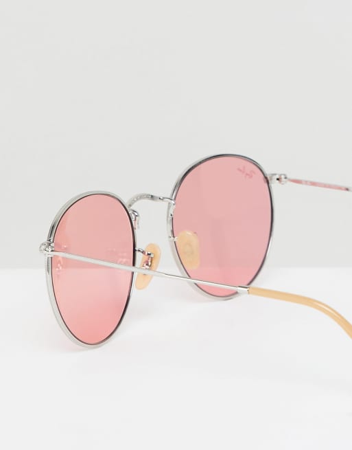 Ray Ban 0RB3447 round sunglasses with pink lens ASOS