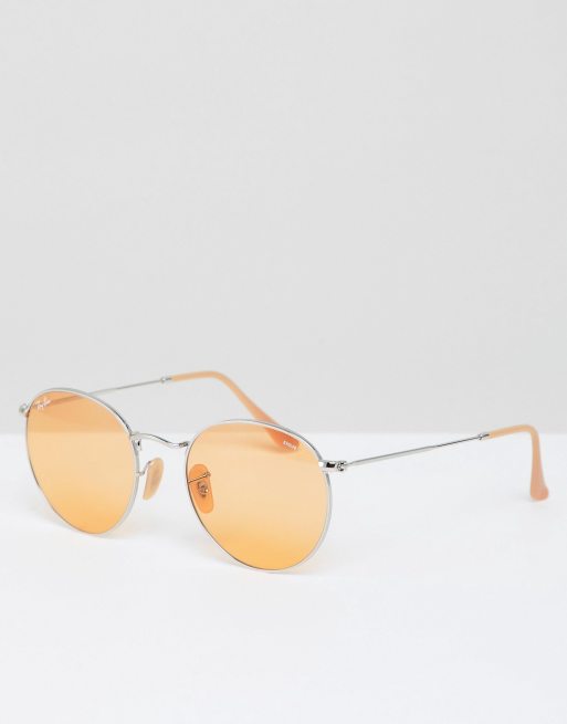 Ray Ban 0rb3447 Round Sunglasses With Yellow Lens Asos 