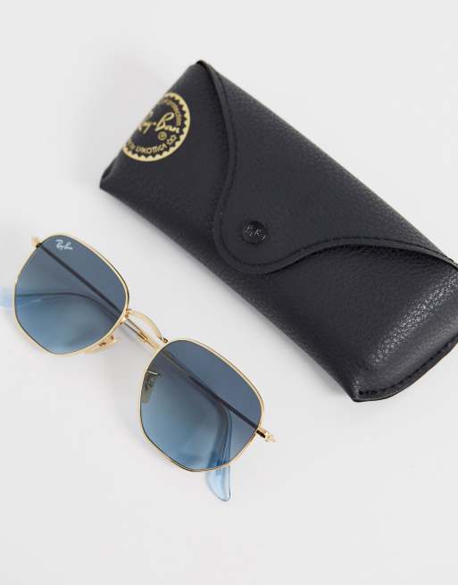 Ray Ban 0RB3548N hexagonal sunglasses with blue lens ASOS