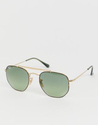 Ray-Ban 0RB3648 hexagonal aviator sunglasses with double