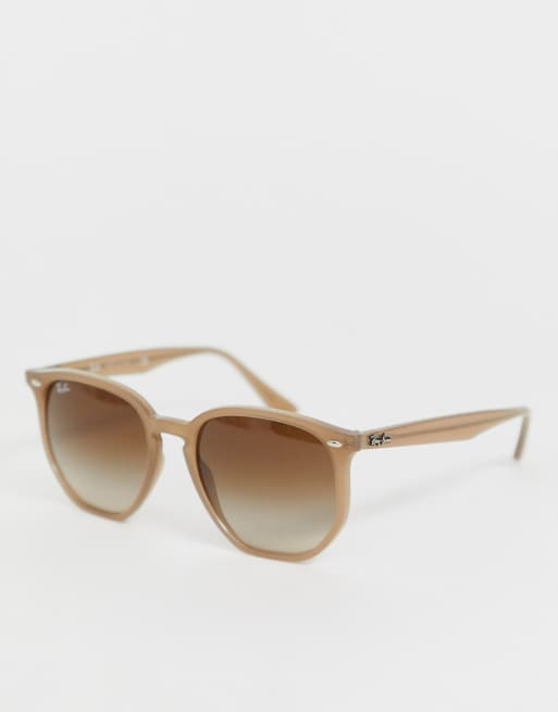 Ray Ban 0RB4306 hexagonal sunglasses in taupe