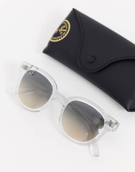 Ray-Ban 0RB4324 round sunglasses in clear, 3 of 4