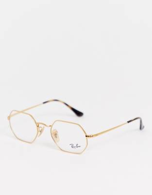 Ray-Ban - 0RX6456 - Occhiali esagonali con lenti di prova-Oro