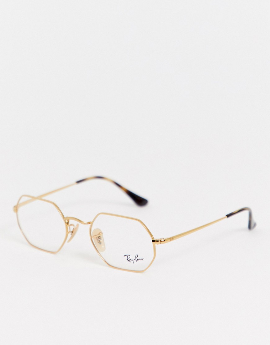 Ray-Ban – 0RX6456 – Sexkantiga solglasögon med demoglas-Guld