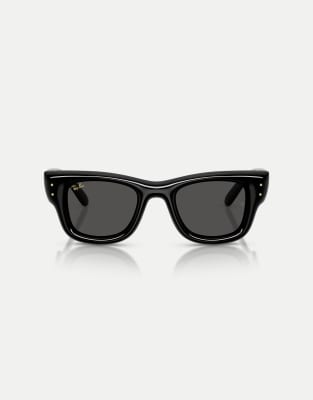 Ray-Ban - A$AP Rocky - Wayfarer - Gewölbte, eckige Sonnenbrille in Schwarz mit schwarzen Gläsern