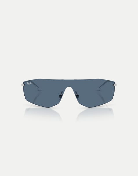 Ray-Ban Alix  irregular sunglasses with blue lens in silver - view 1