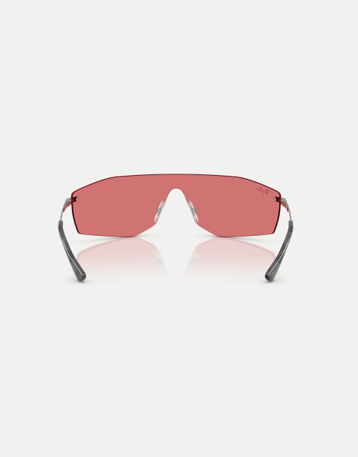 Ray-Ban Alix  irregular sunglasses with red lens in gunmetal, 3 of 4