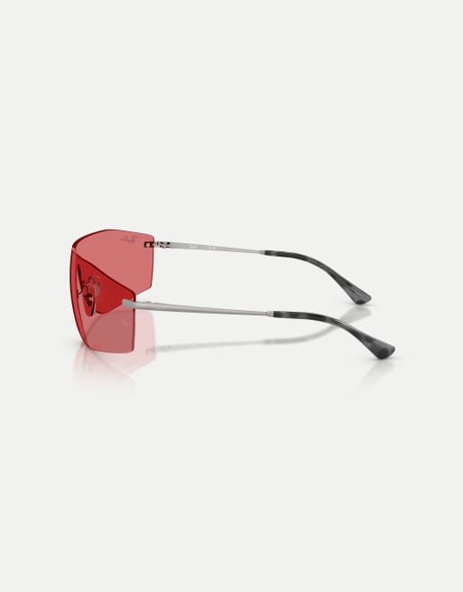 Ray-Ban Alix  irregular sunglasses with red lens in gunmetal, 4 of 4