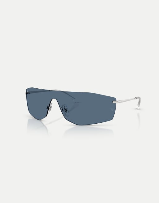 Ray-Ban - Alix - Lunettes de soleil irrégulières à verres bleus - Argenté, 2 de 4