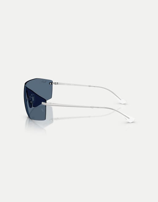 Ray-Ban - Alix - Lunettes de soleil irrégulières à verres bleus - Argenté, 4 de 4