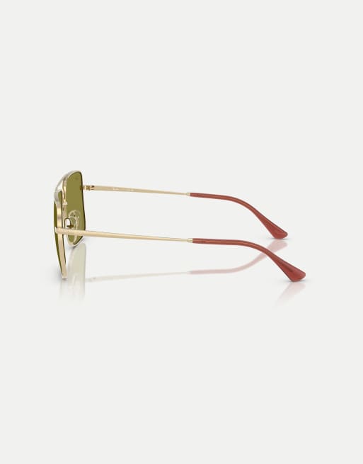 Ray-Ban Ari gafas de sol cuadradas con lentes verdes en dorado claro, 4 de 4