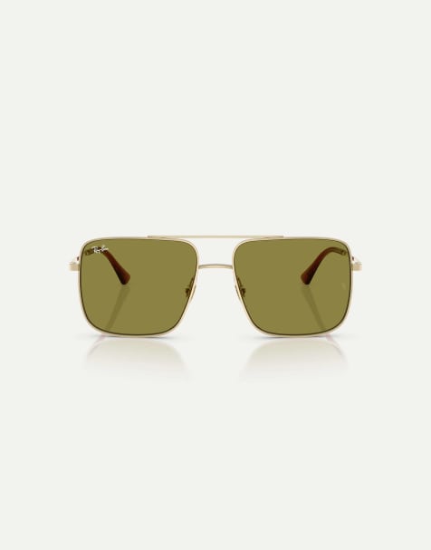 Ray-Ban Ari occhiali da sole squadrati con lenti verdi in oro pallido - view 1