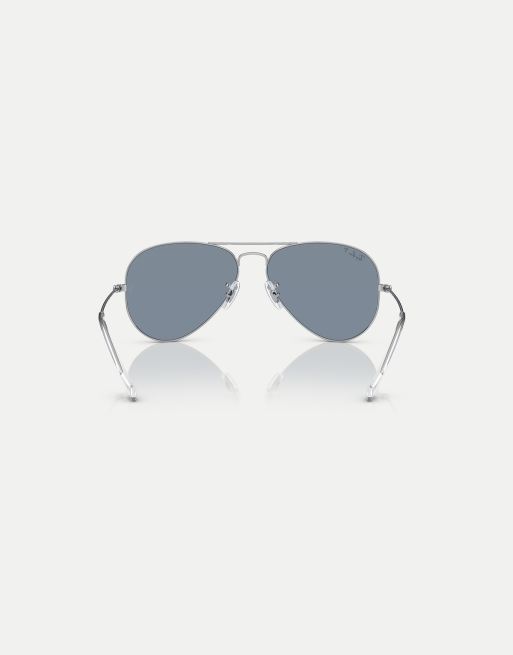 Ray-Ban - Aviator Classic - Lunettes de soleil aviateur à verres bleus polarisés - Argenté, 4 de 4