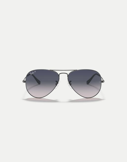 Ray-Ban Aviator gradient pilot polarised sunglasses with blue lens in gunmetal