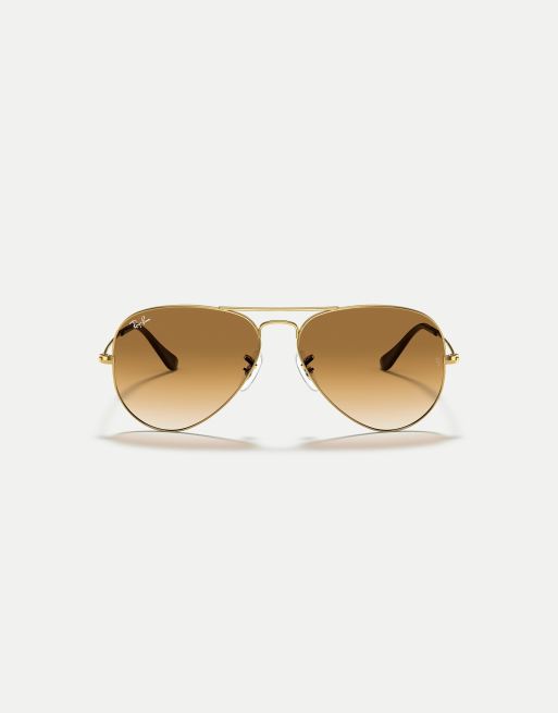 Gold fashion and brown aviator sunglasses