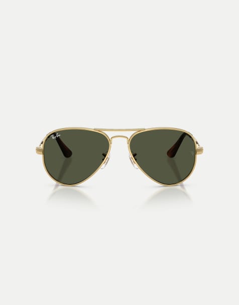 Ray-Ban – Aviator – Große Pilotensonnenbrille in Arista-Gold mit grünen Gläsern - view 1