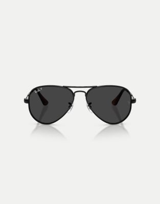 Aviator - Große, polarisierte Pilotensonnenbrille in Schwarz mit schwarzen Gläsern Schwarz XXL