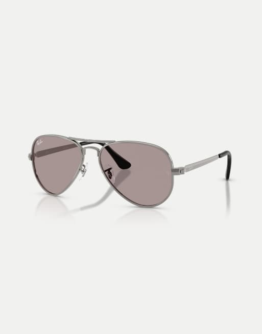 Ray-Ban - Aviator Max Pilot - Occhiali da sole color canna di fucile con lenti viola