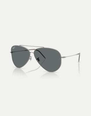 Ray-Ban Aviator pilot polarised sunglasses with grey lens in gunmetal