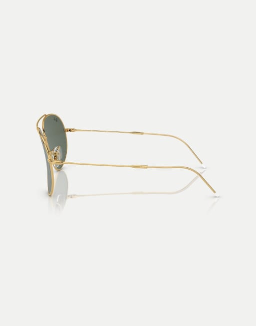 Ray-Ban Aviator  pilot sunglasses with green lens in arista gold, 3 of 3