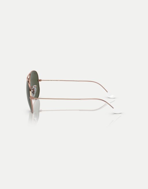 Ray-Ban aviator rose gold pilot sunglasses in gold with green lens in rose gold, 2 of 4