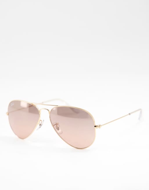 Ray Ban Aviator Sunglasses In Gold With Brown Lens Asos