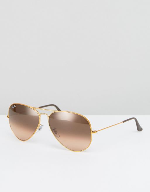 Ray Ban Aviator Sunglasses in Gold with Ombre Lens | ASOS