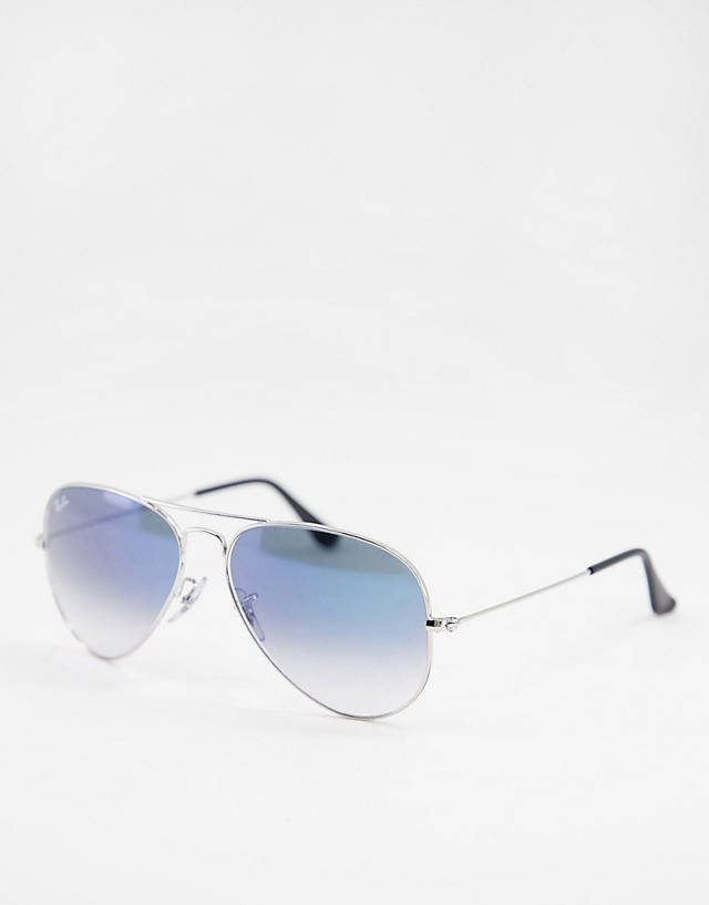 Ray-Ban - aviator sunglasses in silver with blue fade lens