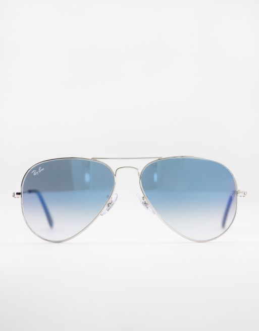 Ray-Ban aviator sunglasses in silver with blue fade lens | ASOS