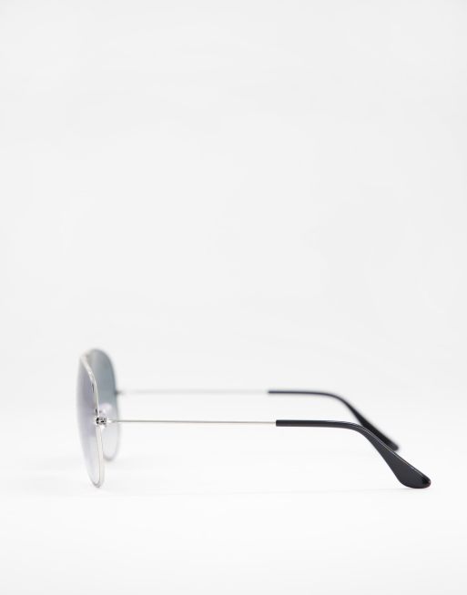 Ray-Ban aviator sunglasses in silver with blue fade lens