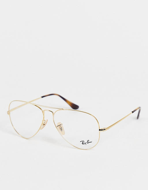 Kammer Objector enhed Ray-Ban aviator sunglasses with clear lens gold | ASOS