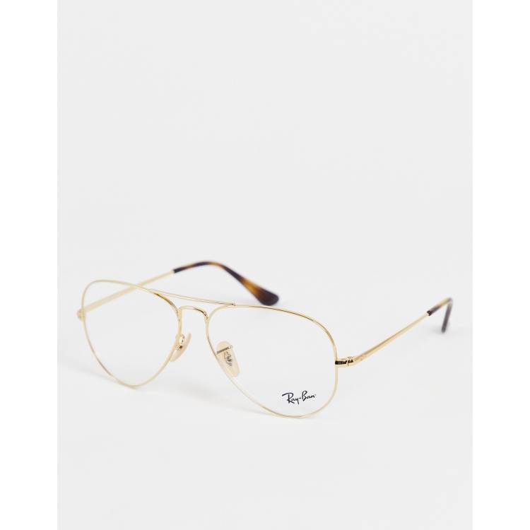 Ray-Ban aviator sunglasses with clear lens gold | ASOS