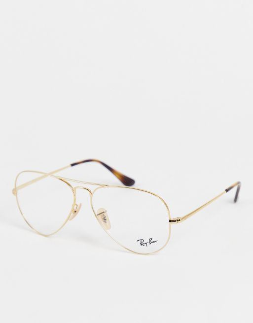 Ray-Ban aviator sunglasses with clear lens gold | ASOS