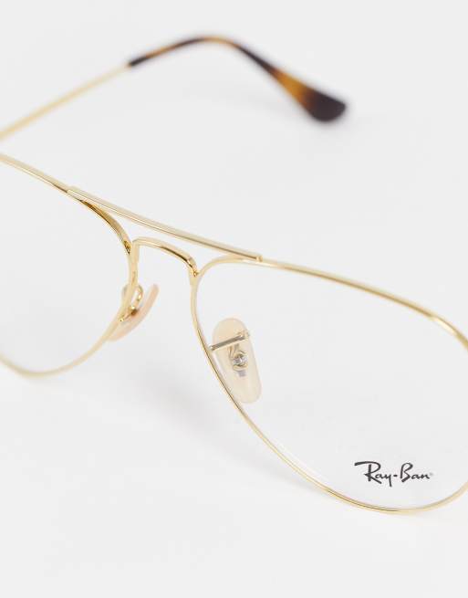 Ray ban aviator clear cheap lens glasses in gold