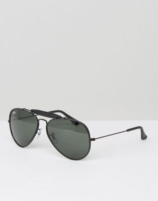 ray ban aviator with leather