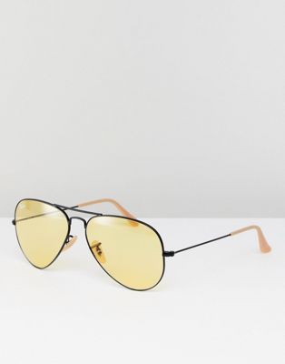 Ray-Ban aviator sunglasses with yellow 