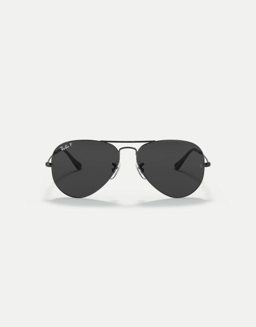 Ray-Ban – Aviator Total – Polarisierte Pilotensonnenbrille in Schwarz mit Gläsern in Schwarz, 3 von 4