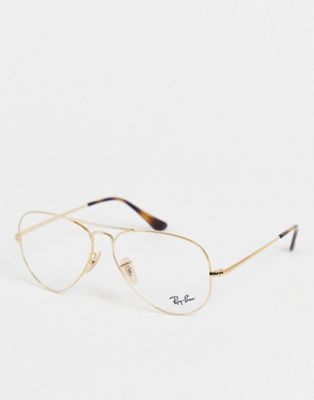 Ray-Ban Aviator With Clear Lens glasses Gold