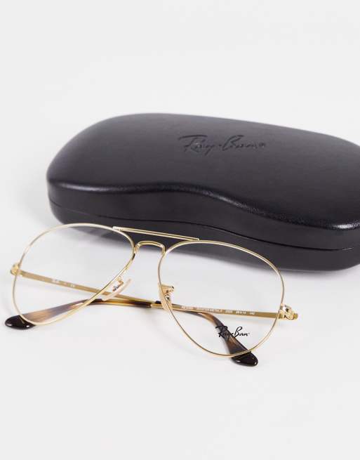 Ray ban aviator clear store lens glasses in gold