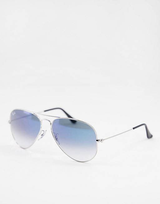 Ray-Ban - Aviator zonnebril in zilver met blauwe glazen met kleurverloop