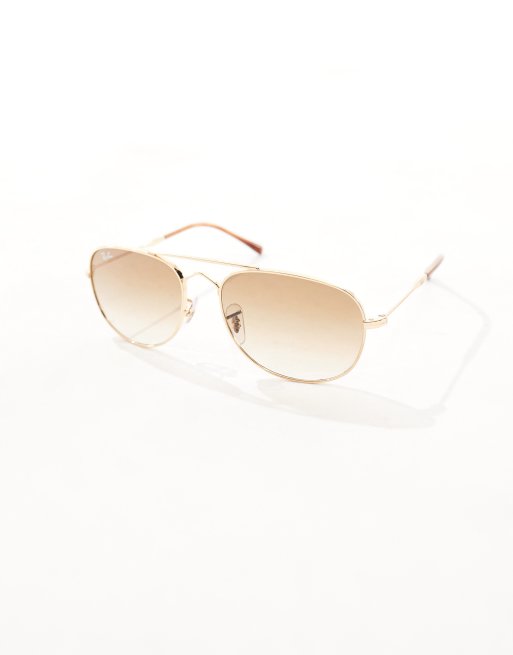 Ray-Ban – Bain Bridge – Guldfärgade runda solglasögon i metall med bruna glas, 4 av 4